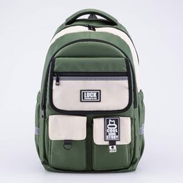 02704387-40 Рюкзак школьный зелено-бежевый (15+) для мальчики зеленый + бежевый