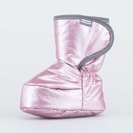 001107-48 Теплые меховые пинетки на липучке для девочки розовый