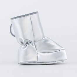 001107-47 Теплые меховые пинетки на липучке для девочки серебристый фото №2