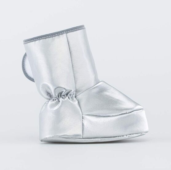 001107-47 Теплые меховые пинетки на липучке для девочки серебристый фото №2
