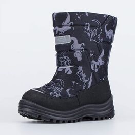 464059-46 Дутики для мальчика Динозаврики черный для мальчики черный