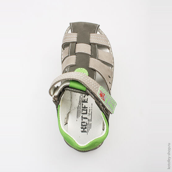 522084-22 Сандалии для мальчики сер-зел фото №4