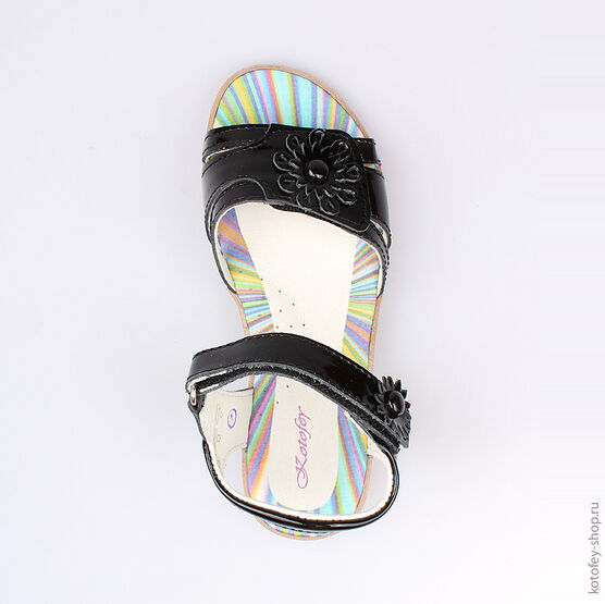 522091-23 Босоножки для девочки черный фото №4
