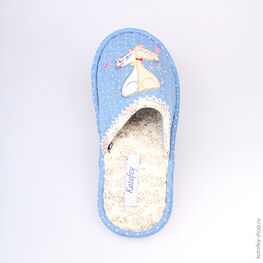 531010-11 Тапочки голубые для девочки голубой фото №4