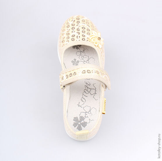 531016-72 Текстильная обувь для девочки золотой фото №4