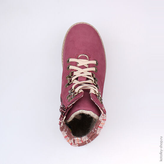 652052-34 Ботинки для девочки бордовый фото №4