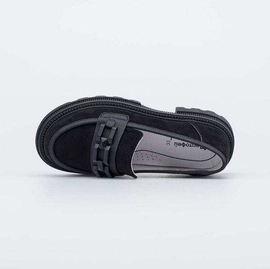 632342-22 Чёрные лоферы для девочки для девочки черный фото №4