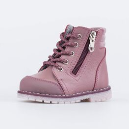 152292-35 Кожаные ботинки на молнии для девочки розовый