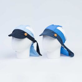 07711222-40 Бандана с козырьком для мальчика синий-белый для мальчики синий + белый фото №2