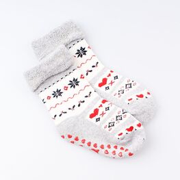 07842353-40 Носки детские с тормозами махровые серые Снежинки для девочки серый