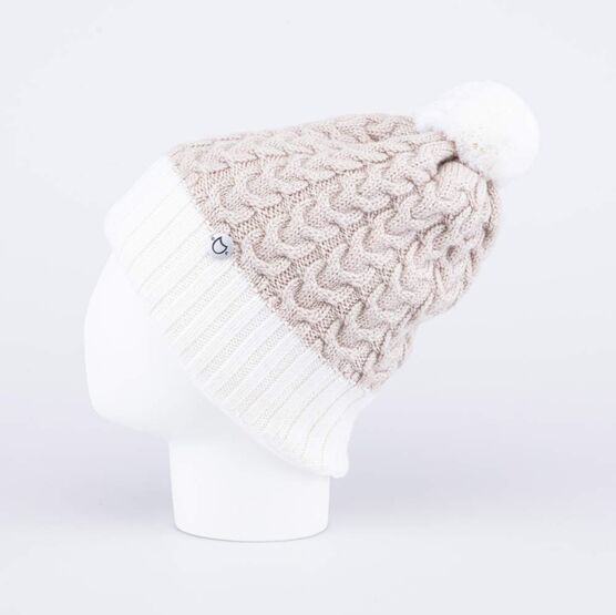 07811392-42 Бежевая зимняя шапка для девочки для девочки бежевый, белый фото №2