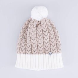 07811392-42 Бежевая зимняя шапка для девочки для девочки бежевый, белый фото №4