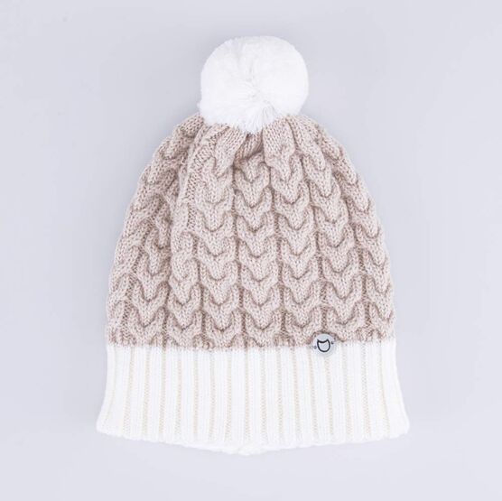 07811392-42 Бежевая зимняя шапка для девочки для девочки бежевый, белый фото №4