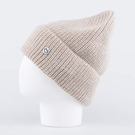 07811404-40 Бежевая однослойная шапка с отворотом для девочки бежевый фото №2