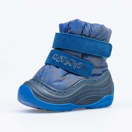061011-48 Зимние сапожки-дутики синий для мальчики син-сер
