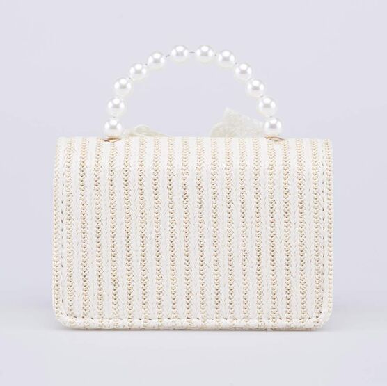 02802393-40 Детская мини сумочка Жемчуг для девочки бежевый фото №3