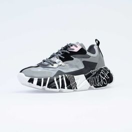 744160-71 Кроссовки на шнурках для девочки сер-цве