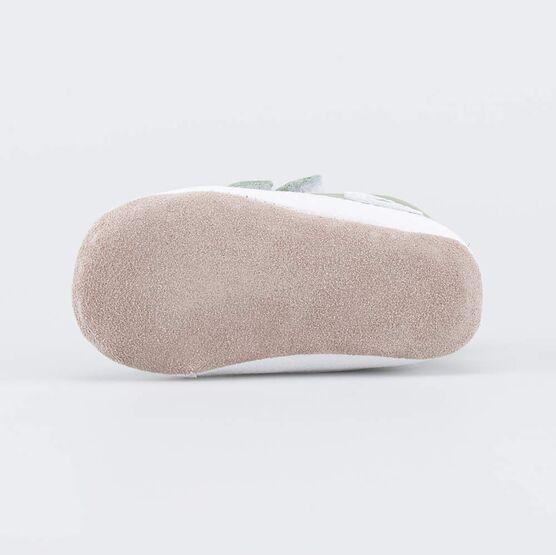 002139-23 Кожаные пинетки на липучке для мальчики оливковый фото №3