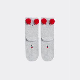 07842605-40 Носки с помпонами светло-серые для девочки светло-серый