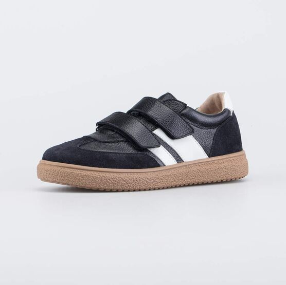 732422-22 Черные кожаные полуботинки-кеды для мальчики черный