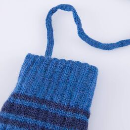 07721213-40 Теплые варежки из шерсти мериноса Полоски синий для мальчики синий фото №2