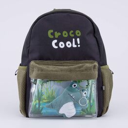 02710345-40 Детский рюкзак с игрушкой Крокодил для мальчики зеленый