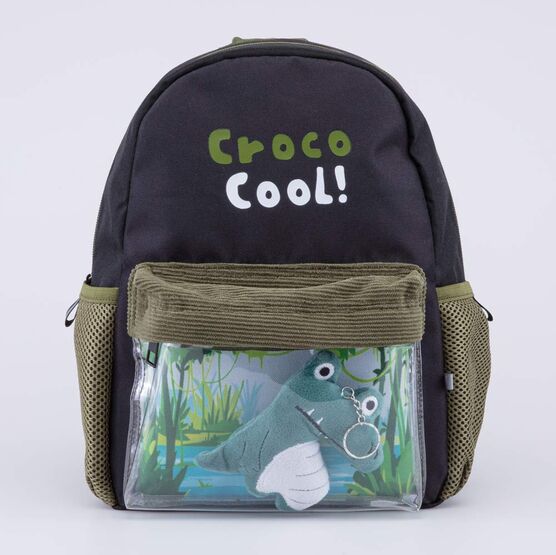 02710345-40 Детский рюкзак с игрушкой Крокодил для мальчики зеленый