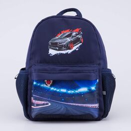 02710347-40 Детский рюкзак с термонаклейками Автогонки для мальчики синий