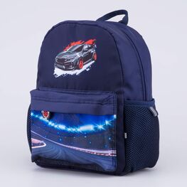 02710347-40 Детский рюкзак с термонаклейками Автогонки для мальчики синий фото №2