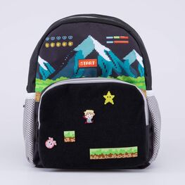 02710349-40 Детский рюкзак с патчами Автогонки для мальчики черный