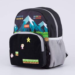 02710349-40 Детский рюкзак с патчами Автогонки для мальчики черный фото №2