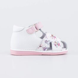 022153-24 Кожаные сандалии Первые шаги Дюймовочка для девочки белый + розовый фото №2