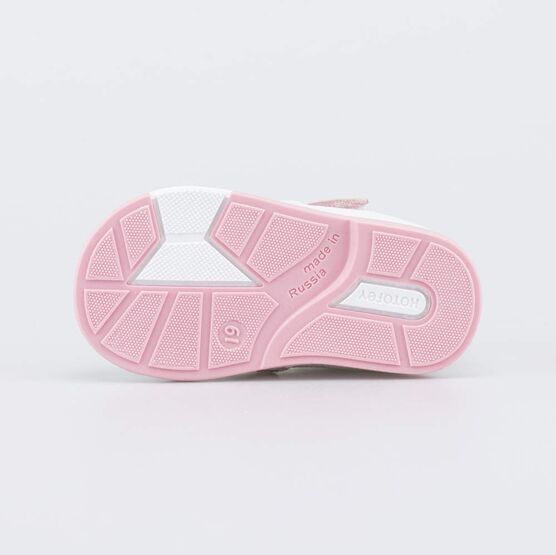 022153-24 Кожаные сандалии Первые шаги Дюймовочка для девочки белый + розовый фото №3