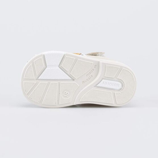 022153-25 Кожаные сандалии Первые шаги Зоопарк для мальчики белый + бежевый фото №3