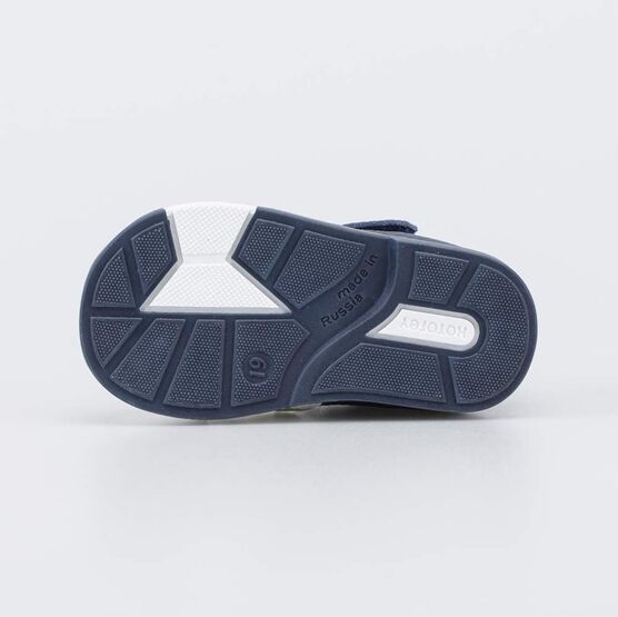 022153-26 Кожаные сандалии Первые шаги Зоопарк для мальчики белый + синий фото №3