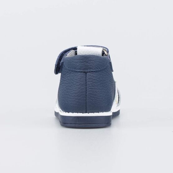022153-26 Кожаные сандалии Первые шаги Зоопарк для мальчики белый + синий фото №5