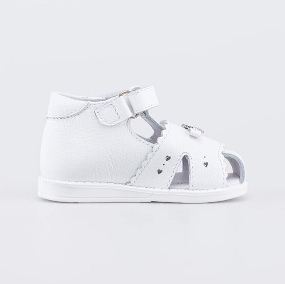 022159-22 Кожаные сандалии Первые шаги Бантик для девочки белый фото №2