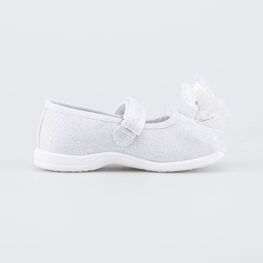 231285-11 Праздничные текстильные туфли Бабочка для девочки серебристый фото №2