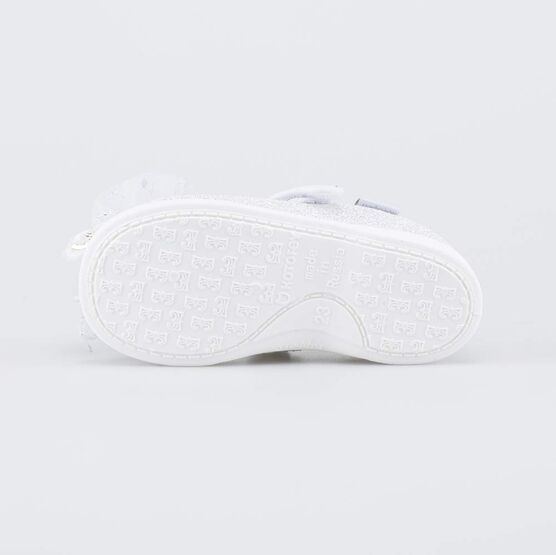 231285-11 Праздничные текстильные туфли Бабочка для девочки серебристый фото №3