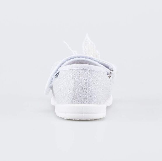 231285-11 Праздничные текстильные туфли Бабочка для девочки серебристый фото №5