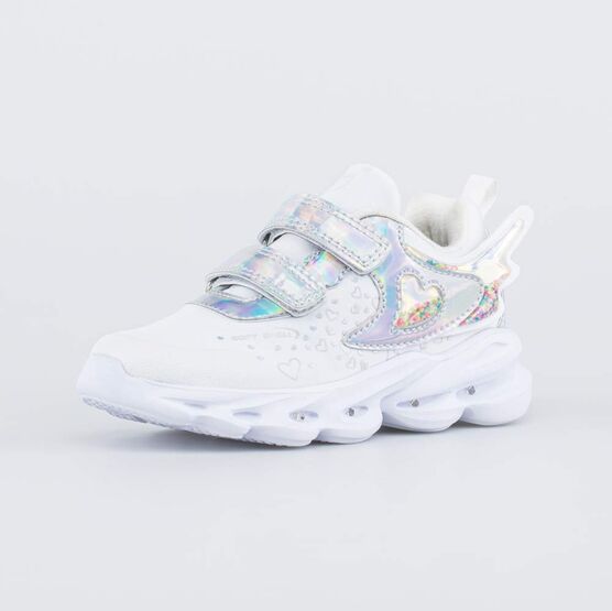 544212-72 Белые кроссовки с LED и Softshell для девочки белый