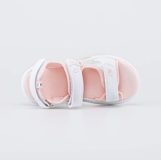 524118-11 Пляжные сандалии с LED Сердечки для девочки белый + розовый фото №4