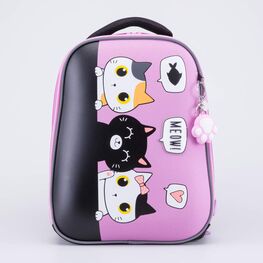 02817331-40 Школьный набор Рюкзак Мешок Пенал КК для девочки черный + розовый фото №2