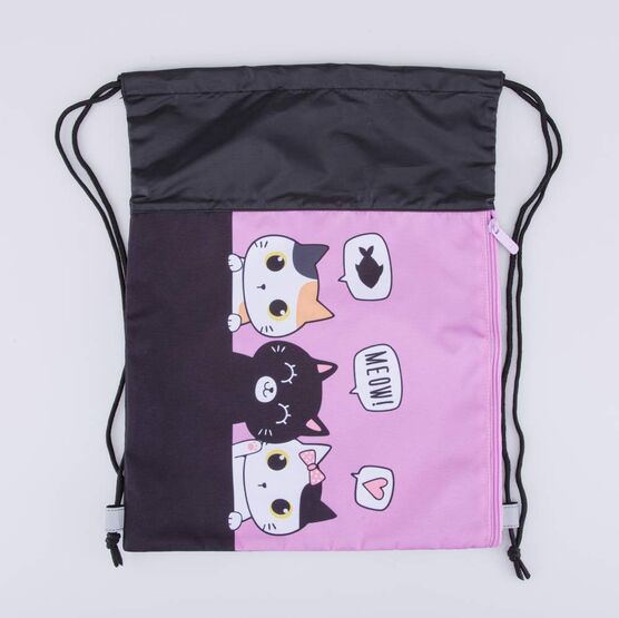 02817331-40 Школьный набор Рюкзак Мешок Пенал КК для девочки черный + розовый фото №5