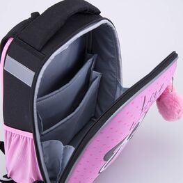 02817332-40 Школьный набор Рюкзак Мешок Пенал КК для девочки черный + розовый фото №3