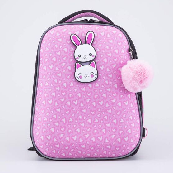 02817333-40 Школьный набор Рюкзак Мешок Пенал КК для девочки чер-роз фото №2
