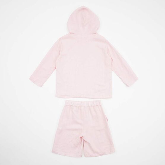 07864080-40 Костюм льняной худи + шорты розовый для девочки розовый фото №2