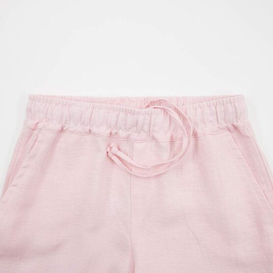 07864080-40 Костюм льняной худи + шорты розовый для девочки розовый фото №5