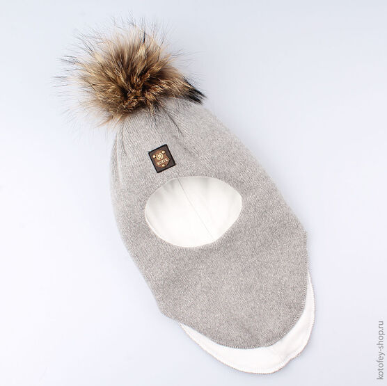 07711099-40 Шлем зимний 80% шерсти светло-серый для мальчики светло-серый