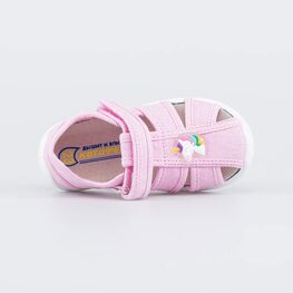 221149-12 Текстильные сандалии Единорожка для девочки розовый фото №4